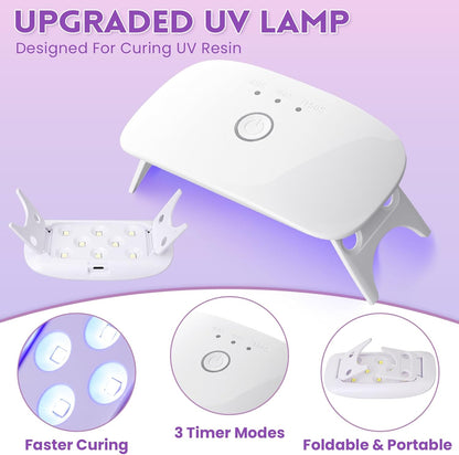 LET'S RESIN Jewelry Making Kit - 153Pcs Crystal Clear 250g UV Resin with UV Lamp,Jewelry Resin Molds, Starter kit for Keychain, Earring Making, Craft Decor