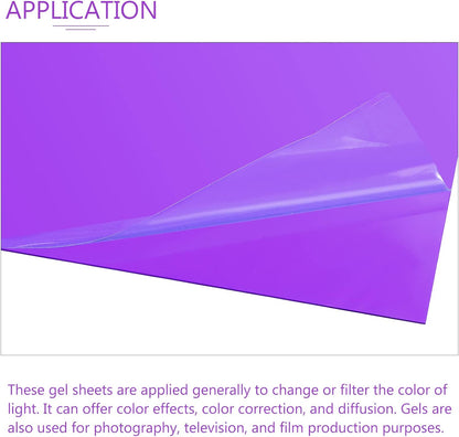DMiotech 10Pcs Correction Gel Light Filter Overlay Transparent Plastic PVC Sheets Purple for Photo，Film,Video