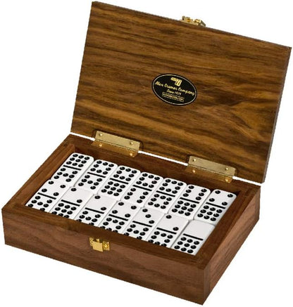 Alex Cramer The Nines Double 9 Domino Set. American-Made Solid Walnut Case Holds Our 55-Piece Set of Dominoes (Double Nine Domino Set for Adults)