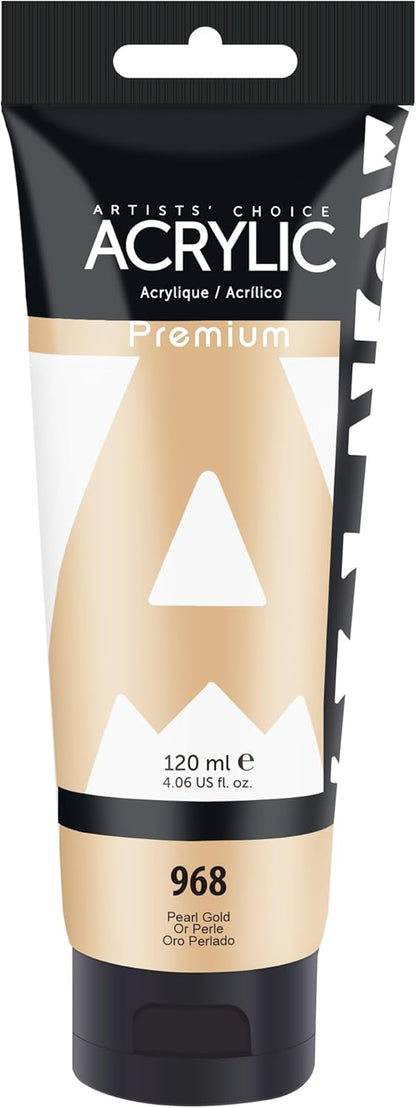 AUREUO Pearl Gold Acrylic Paint, 4 Fl Oz / 120ml Single Tube, Rich Pigment Art Craft Paints for Canvas, Rocks, Wood, Ceramic, Fabric - Art Supplies for Beginners, Professionals, Artists