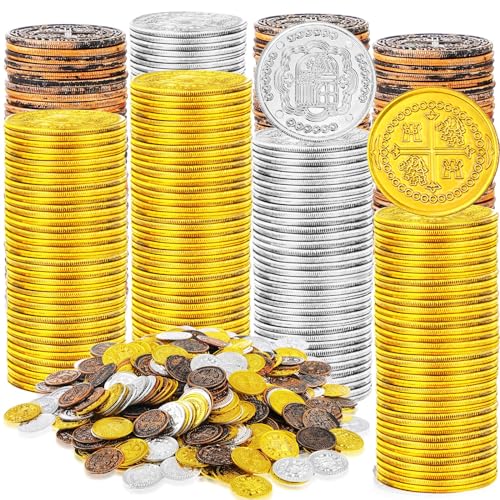 100 Pcs Plastic Pirate Coins for Treasure Chest Party Favors (100 Count)