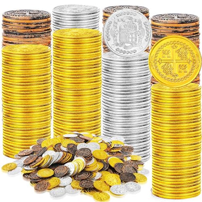 100 Pcs Plastic Pirate Coins for Treasure Chest Party Favors (100 Count)