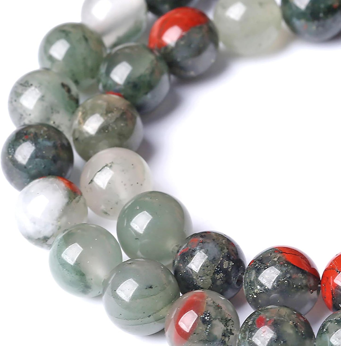 6MM Natural African Bloodstone Gemstone Round Beads Loose Spacer Stone Beads for Jewelry Making 120pcs 2 Strands 32"