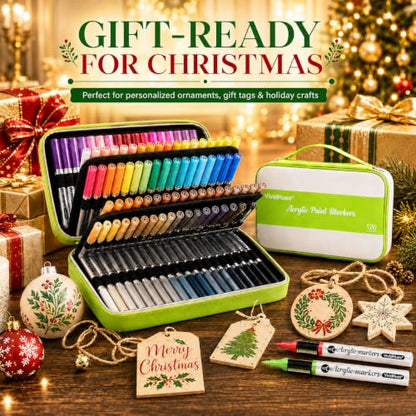 120 Colors Soft Brush Tip Acrylic Paint Markers (120 Count)