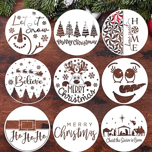 Christmas Stencils for Painting on Wood 12" Reusable Christmas Stencil (9 Count)