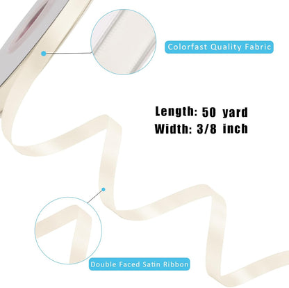 LaRibbons 3/8 Inch 50 Yard Double Faced Satin Ribbon,Ivory Small Satin Craft Fabric Ribbon for Gift Wrapping Floral Bouquets Wedding Party Decoration - Crafty Corner