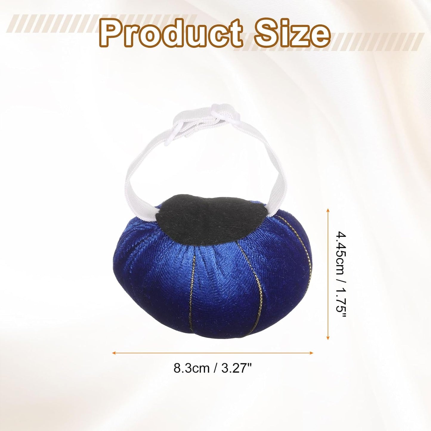 HARFINGTON Wrist Pin Cushion Wristband Sewing Pincushion Polyester Pin Holder Wearable Pumpkin Shaped Needles Wristband for Sewing Quilting Needlework DIY Crafts, Blue