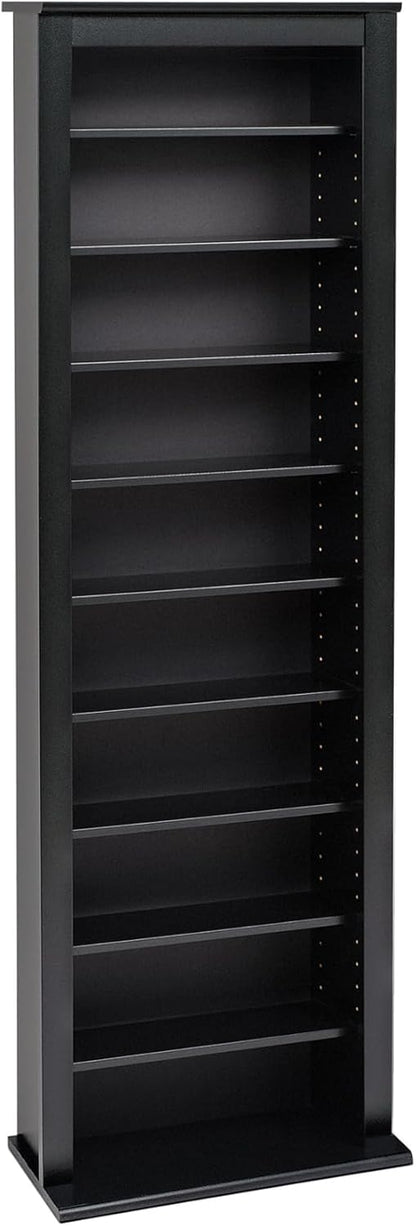 Prepac Narrow Cabinet Media Storage, Slim Barrister Tower, Black