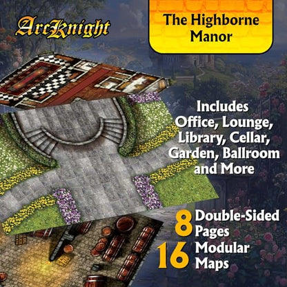 The Highborne Manor Roleplaying Battlemaps; 16 Modular RPG Maps in 8 Double