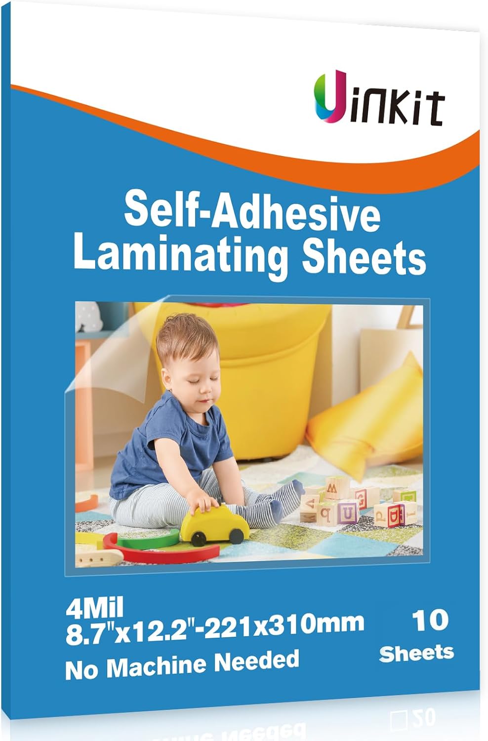 Uinkit 4Mil Thicker Single-Sided Self-Adhesive Laminating Sheets, 10Pack for Letter Size 8.5x11", Peel & Stick Laminating Paper for Documents, Kids Art, Posters, Crafts - No Heat Machine Need