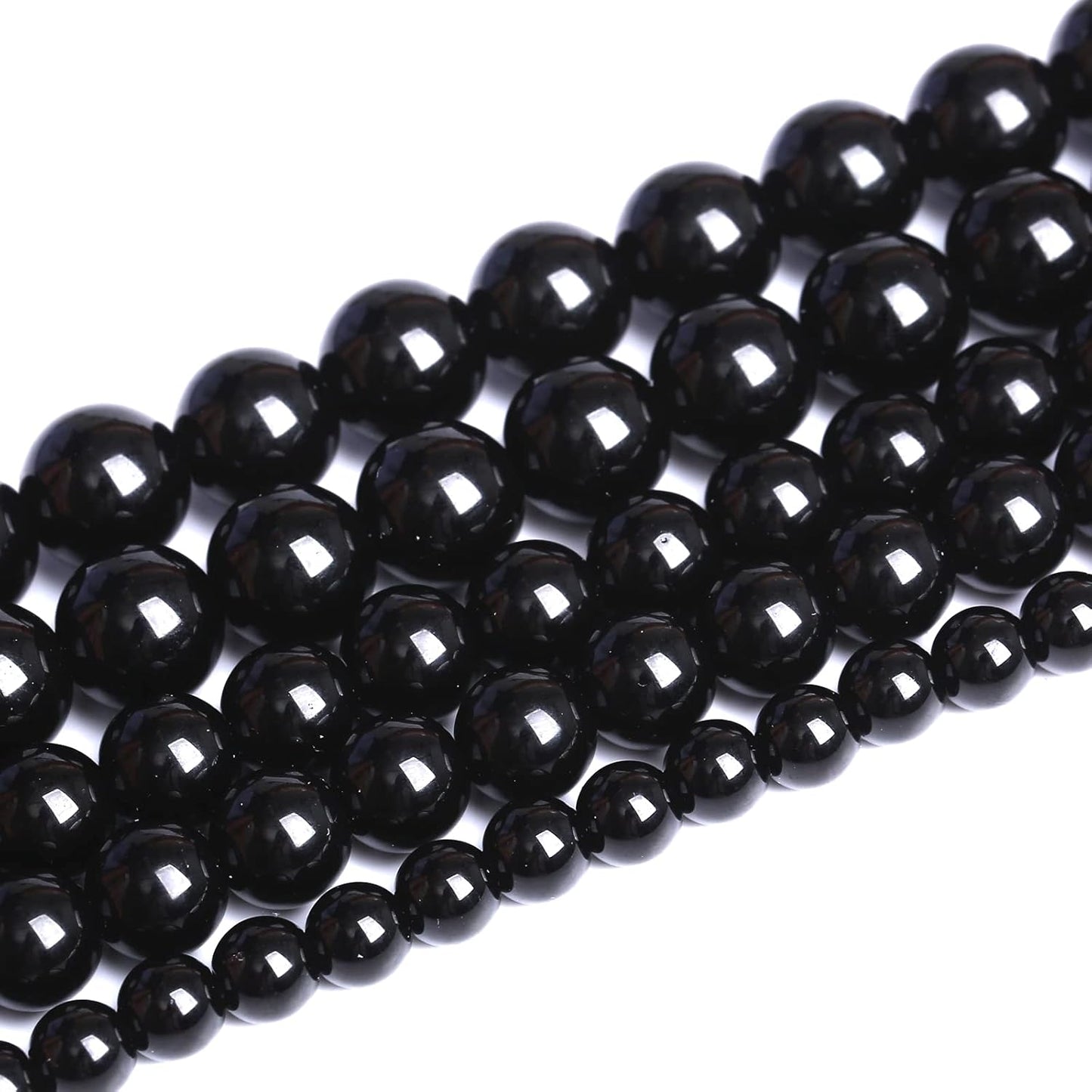 10mm 80pcs Natural Black Agates Onyx Stone Beads Smooth Round Loose Spacer Beads for Jewelry Making DIY Bracelets 32" 2 Strands