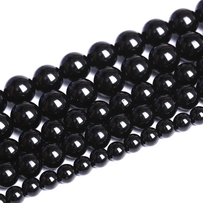 6mm 66pcs Natural Black Agates Onyx Stone Beads Smooth Round Loose Spacer Beads for Jewelry Making DIY Bracelets 15"