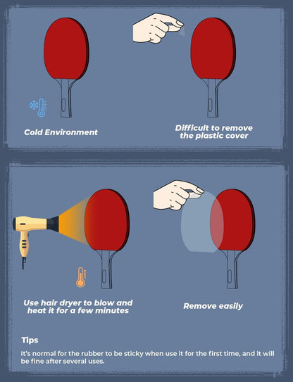 Glymnis Ping Pong Paddles Set Table Tennis Rackets with Balls, Storage Case for Indoor Outdoor Table Tennis Paddle Game Accessories