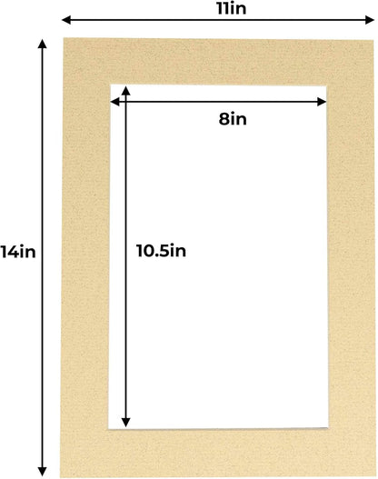 11x14 Mat for 8.5x11 Photo - Precut Tan Picture Matboard for Frames Measuring 11 x 14 Inches - Bevel Cut Matte to Display Art Measuring 8.5 x 11 Inches - Acid Free Pack of 25 MATS