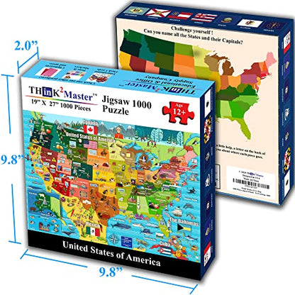 Colorful United States Map 1000 Pieces Jigsaw Puzzle for 13+