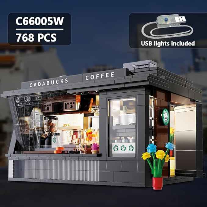 CaDA Master C66005W Japanese Coffee House Building Set,MOC Construction Coffee Shop Modular Buildings with Lights,768PCS City House Idea Collect Gift for Adults