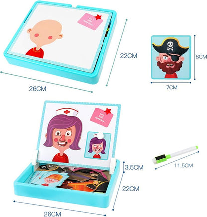 Magnetic Puzzles Face Dress Up Travel Game Double Side Preschool Educational Learning Toy for Kids