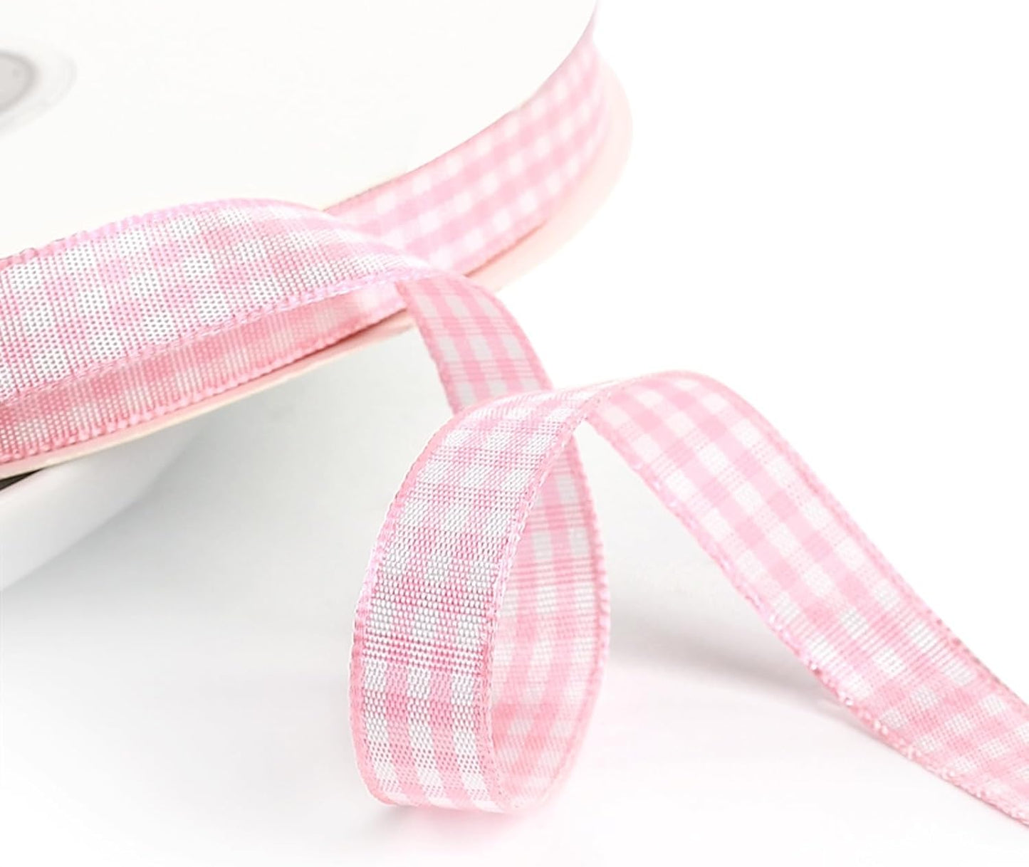 Classic Gingham Checkered Ribbon, Assorted Colors Premium Polyster Plaid Checkered Craft Ribbon for Gift Wrapping, DIY Projects, Hair Bows,Scrapbooking & Party Decor (Light Pink, 3/8x50Yd) - Crafty Corner