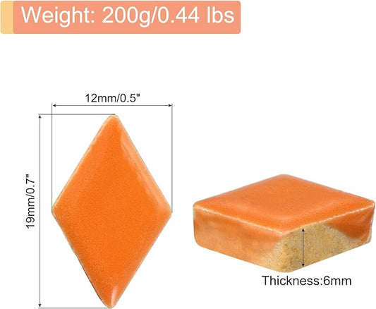 MECCANIXITY 200g Ceramic Mosaic Tiles for Crafts Bulk, Rhombic Orange Ceramic Tiles for Mosaic Kits Garden Stepping Stone Cup Mat