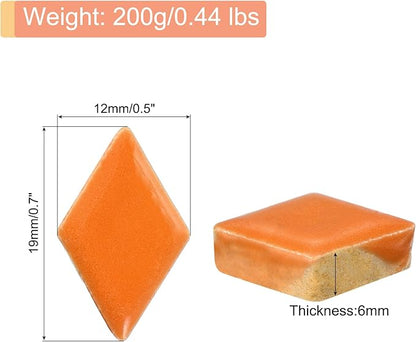 MECCANIXITY 200g Ceramic Mosaic Tiles for Crafts Bulk, Rhombic Orange Ceramic Tiles for Mosaic Kits Garden Stepping Stone Cup Mat