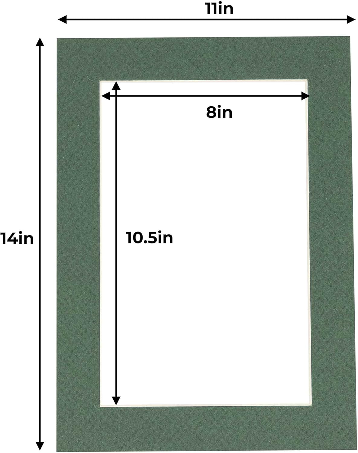 11x14 Mat for 8.5x11 Photo - Precut Hunter Green Picture Matboard for Frames 11 x 14 Inches - Bevel Cut to Display Art 8.5 x 11 Inches - Acid Free Pack of 25 MATS with Backing Boards & Clear Bags