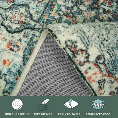 Reine Bohemian Floral 2x6 Washable Hallway Runner Rug