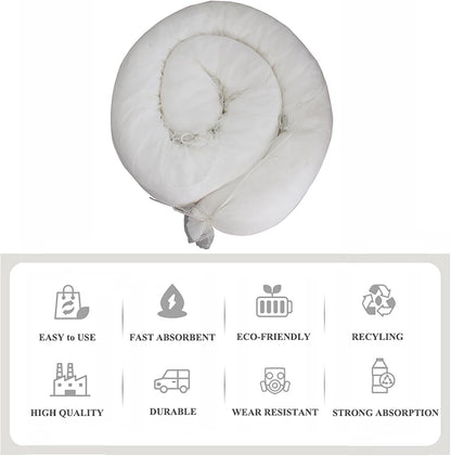 XIFENG Oil Absorbent Socks Oil Boom Soak up Oil Diesel Fuel Hydrocarbon Based Fluids, 6 Gallon (27L) Absorbency Per Sock, 5" Diameter 9.8' Length (12.7cm*3m) Clean Oil Spills(Size:Pack of 5)