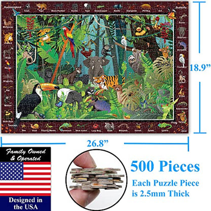 Rainforest Jungle Animals 500 Pieces vith Large Pieces Jigsaw Puzzle for Seniors