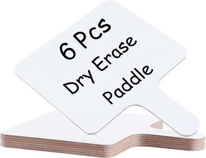 6 Pcs Dry Erase Answer Paddle 7 x 9 Inch Handheld Wooden White Board Double Sided Dry Erase Small Whiteboards for Students Classroom Games Party Auction Paddles for Bidding Meeting Voting(6)