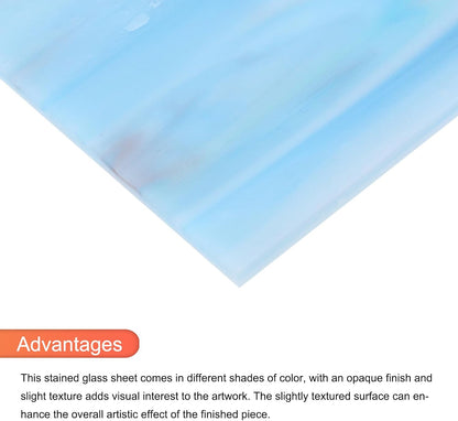 MECCANIXITY 2 Pcs Stained Glass Sheet Mosaic Tile 7.9 Inch x 5.9 Inch Teal Stained Glass Sheets for Crafts DIY Art Project