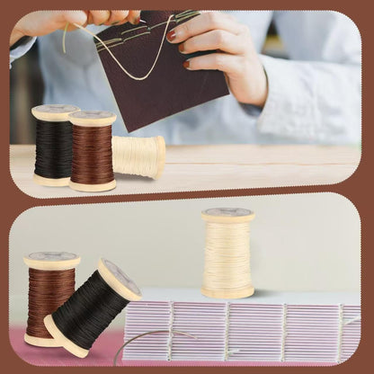 Natural Waxed Thread, 0.55mm/0.8mm, Wax Thread for Handcrafted Wrapping, Sewing, Bookbinding, Leather Threads, Beginners Craft DIY, Hemp Cord (Black/Brown/White, 0.55mm/33 Yards)