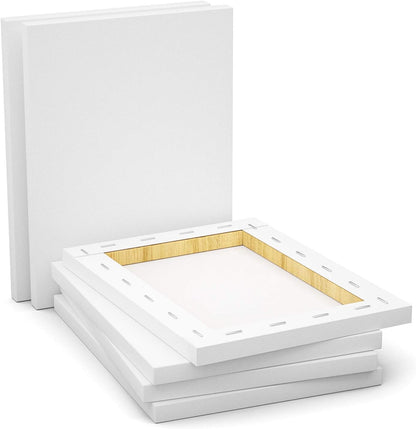 GOTIDEAL Stretched Canvas, 11x14 Inch Set of 7, Primed White - 100% Cotton Artist Canvas Boards for Painting, Acrylic Pouring, Oil Paint Dry & Wet Art Media