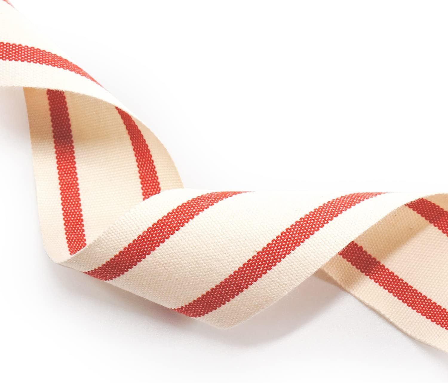 CT CRAFT LLC Ivory Cotton Red Stripes Ribbon 1.5" x 10 Yards for Home Décor Gift Present Wrapping DIY Crafts Birthday Wedding Bouquet Christmas - Crafty Corner
