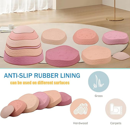 Fanboxk Stepping Stones for Kids,Non-Slip Toddler Sensory Stepping Stones for Promoting Toddler Balance Coordination Skills,Obstacle Courses Sensory Toys Outdoor or Indoor Play for Kids Age 3-8
