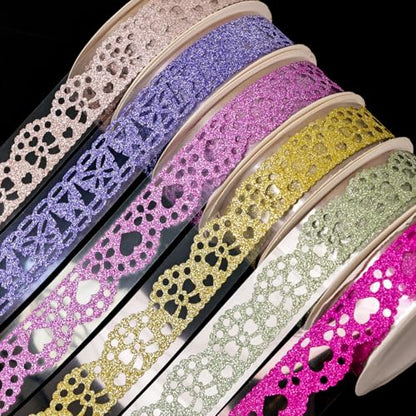 6Rolls Glitter Lace Washi Tape Set (6 Count)
