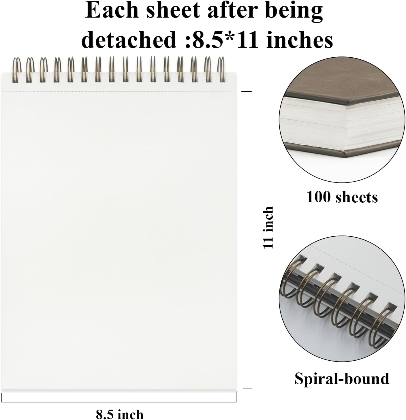 Fuxi Sketchbook 8.5x11, 100 Sheets Hard Cover Sketch Book 8.5" x 11", 68 lb/100gsm Drawing Pad Paper, Spiral Sketch Pad 8.5" x 11", Blank Sketchbook for Art Class, Artist Supplies for Adults - Crafty Corner