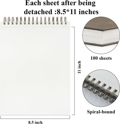 Fuxi Sketchbook 8.5x11, 100 Sheets Hard Cover Sketch Book 8.5" x 11", 68 lb/100gsm Drawing Pad Paper, Spiral Sketch Pad 8.5" x 11", Blank Sketchbook for Art Class, Artist Supplies for Adults - Crafty Corner