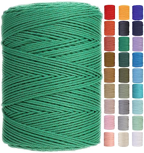 Macrame Cord 3mm x 546yards Natural Macrame Cotton Rope Colored Macrame Rope Soft Cotton Cord Macrame Supplies Craft Rope Macrame Yarn for Plant Hanger Wall Hanger Dreamcatcher