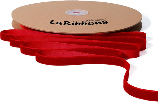 LaRibbons Thin Velvet Ribbon 3/8 Inch x 25 Yards, Red Velvet Ribbon for Christmas Tree, Gift Wrapping, Wreath Bow, Outdoor Decoration - Crafty Corner
