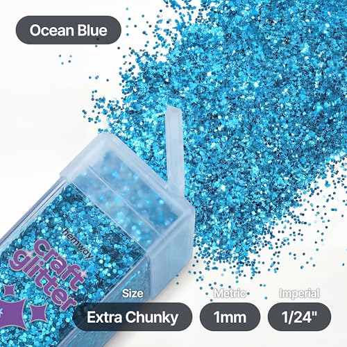 Craft Glitter Shaker Ocean Blue 130g Extra Chunky (3.8 Ounce)