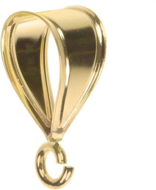 uGems 14K Solid Gold Large Size Bail Component with Ring Connector 15mm x 9mm Traditional Design Pendant Accessory SKU d-4144
