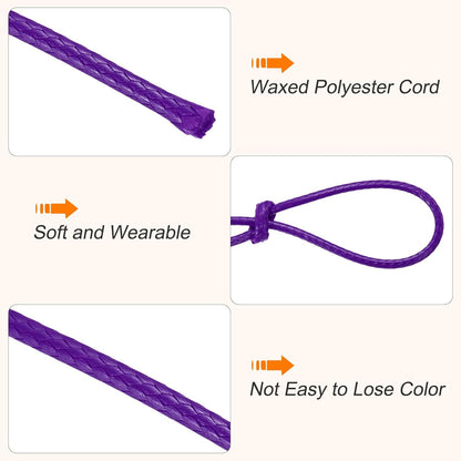 MECCANIXITY Waxed Cord 1mm Waxed Thread 87 Yard Wax String Leather Cord for Bracelet Making, Necklaces, Beading, Jewelry Making and DIY Crafts(Dark Purple)