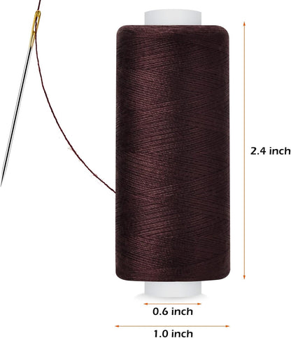 6 Pcs Polyester Thread Kit - 400 Yards Each Spool, Sewing Threads for Machine & Hand Stitching, Embroidery, Includes Sewing Needle & Threader