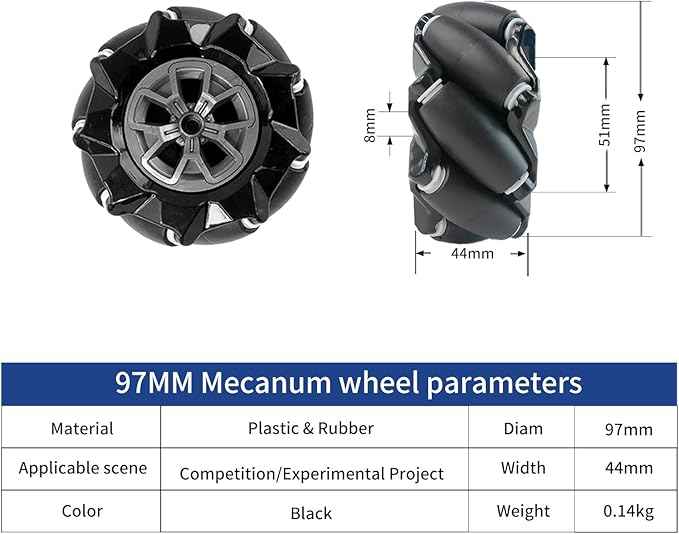 Smart Robot Chassis Mecanum Wheel Chassis 97mm Omnidirectional Wheel Full Metal Robotic Platform with 12V Encoder Motor for Jetson Nano Raspberry pi 5 4B Arduino DIY Projects Teens Adults