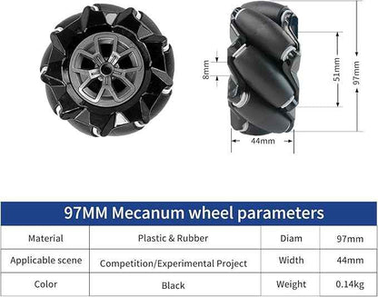 Smart Robot Chassis Mecanum Wheel Chassis 97mm Omnidirectional Wheel Full Metal Robotic Platform with 12V Encoder Motor for Jetson Nano Raspberry pi 5 4B Arduino DIY Projects Teens Adults