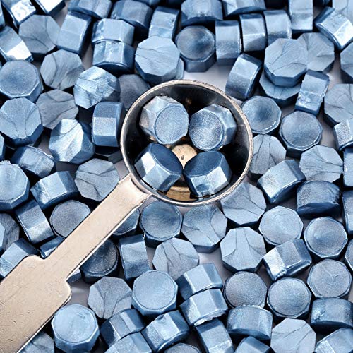 360 Pcs Blue Sealing Wax Beads Set for Wax Seal Stamp with Candles and Melting Spoon