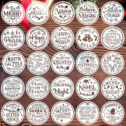 Small Christmas Stencils for Crafts Reusable 4" Vintage Christmas Stencil (25 Count)