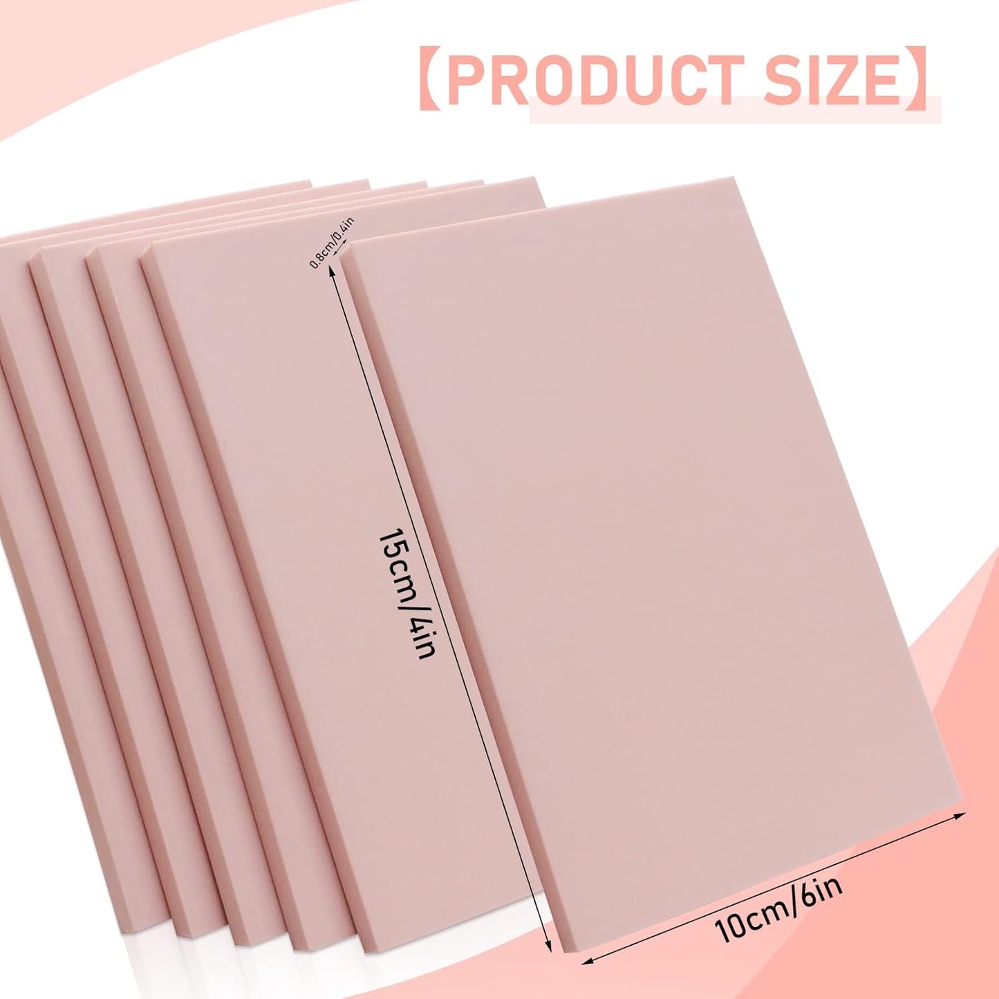 6 Pack 4"x6" Pale Pink Rubber Stamp Carving Blocks Rubber Carved Brick for Stamp Soft Rubber Crafts and DIY Craft Project