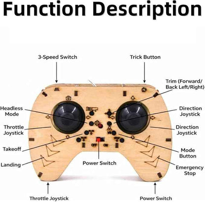 DIY Wooden Building Blocks Flying,DIY Wooden Drone Model Assembled Kit,Remote Control Aircraft Training Mini Creative Quadcopter,Creative Aircraft Models for Kids and Adults