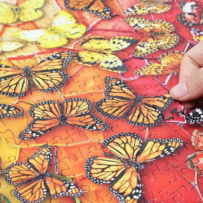 Colorful Rainbow of Butterflies & Stained Glass 1000 Pieces Large Format Jigsaw Puzzle for 13+